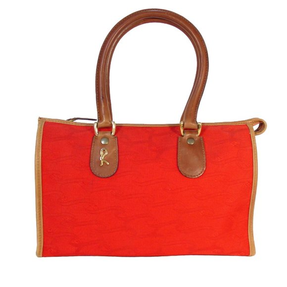 Roberta di Camerino Handbags - ROBERTA di CAMERINO Vintage Red Canvas Doctor Bag Satchel Bag - Made in ITALY